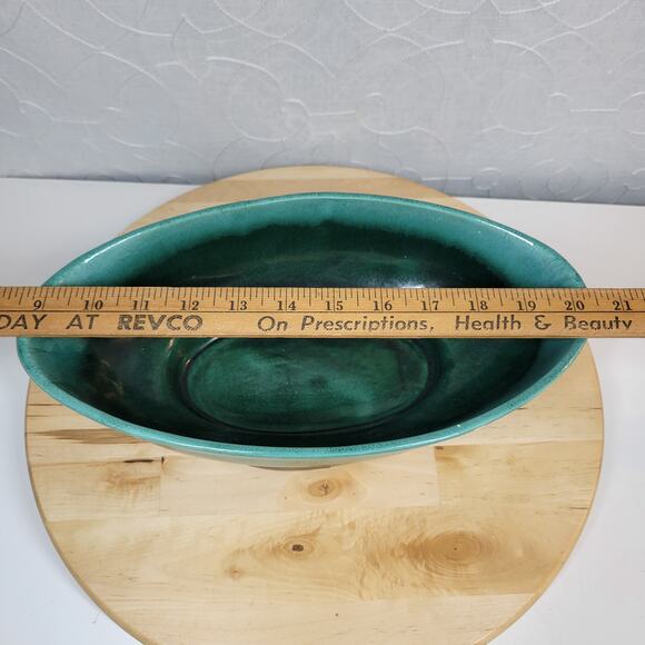 Roseville Pottery Pasadena Planter 12" Green Mid Century Modern Brass Base L-21 - Picture 5 of 12